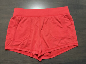 Athletic Shorts Women Medium Size 8-10 Orange Cotton Knit Elastic Waist Coral